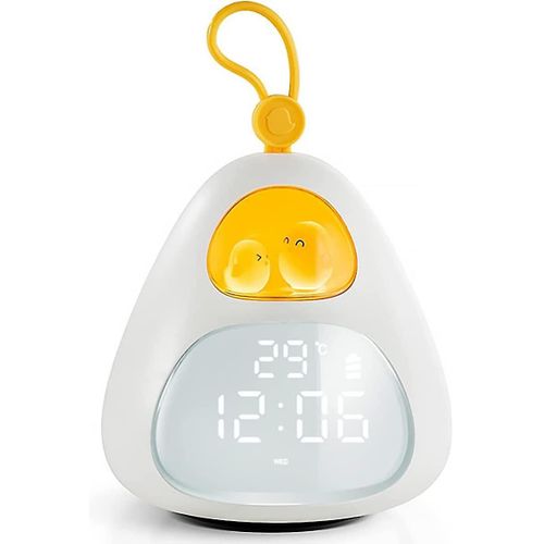 Charmant réveil numérique en forme de nid d'oiseau et lampe de chevet LED à intensité variable - Rechargeable, plusieurs alarmes, design mignon