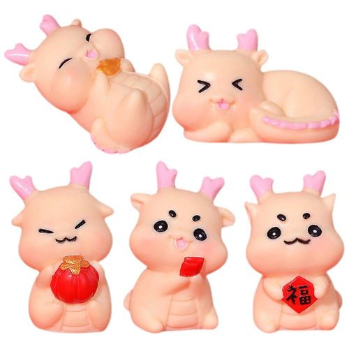 Lot de 5 statues miniatures de dragon chinois ¿ Décorations en résine pour la maison ¿ Idées cadeaux pour le Nouvel An