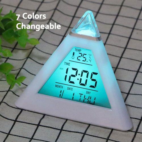 Réveil LED à changement de couleur avec fonction répétition, affichage de la température et de la date - Design élégant et compact