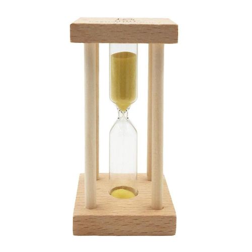 Sablier élégant de 5 minutes avec cadre en bois et sable jaune ¿ Sablier décoratif pour la maison et le bureau