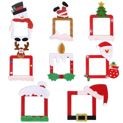 Lot de 8 autocollants de Noël en feutre pour interrupteurs ¿ Élan, bonhomme de neige, arbre ¿ Décoration de Noël amovible et réutilisable pour la maison