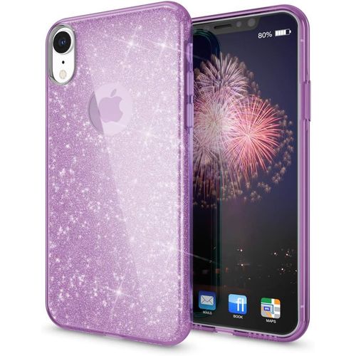 Coque Silicone Compatible Avec Iphone Xr, Ultra-Fine Glitter Housse Protection Slim Case Paillettes Cover Souple Résistant, Incassable Bling Etui Rigide Strass Bumper Mince, Couleur Lilas