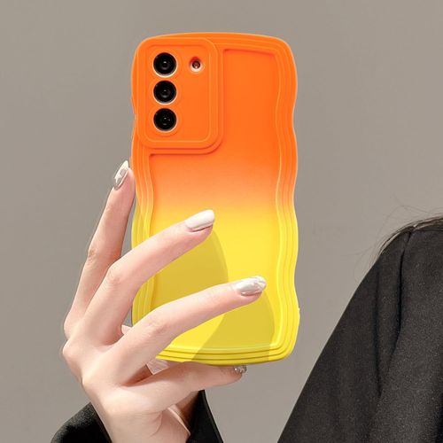 Coque Pour Samsung Galaxy S20 Fe 5g, Wave Frame Silicone Étui En Dégradé De Couleur, Housse De Protection Antichoc Tpu Bumper Cover Case, Étui De Téléphone Anti-Rayures Pour Femmes, Orange
