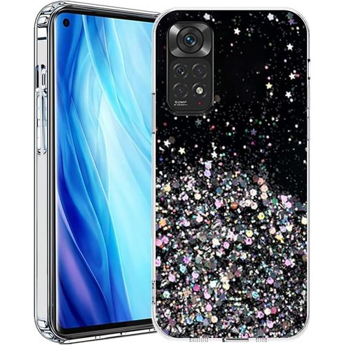 Compatible With Coque Redmi Note 11s Glitter, Brillant Xiaomi Redmi Note 11s Case De Protection Antichoc, Souple Silicone Transparent Étui Et Tpu Bumper Housse Noir