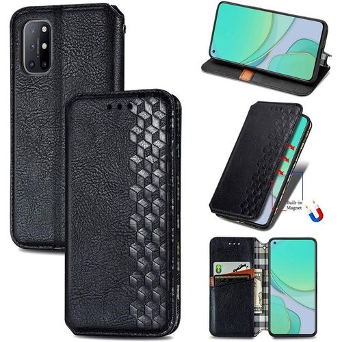 Pour Oneplus 8t Pu Cuir Portefeuille Téléphone Portefeuille Kickstand Porte Cartes Slots Soft Innner Couvercle Bulit In Fermeture Magnétique Folio Flip Case Oneplus 8t Color:Black