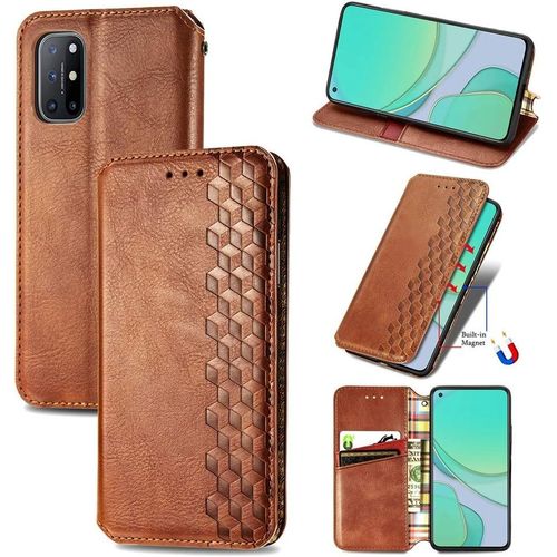 Pour Oneplus 8t Pu Cuir Portefeuille Téléphone Portefeuille Kickstand Porte Cartes Slots Soft Innner Couvercle Bulit In Fermeture Magnétique Folio Flip Case Oneplus 8t Color:Brown