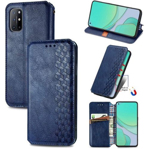 Pour Oneplus 8t Pu Cuir Portefeuille Téléphone Portefeuille Kickstand Porte Cartes Slots Soft Innner Couvercle Bulit In Fermeture Magnétique Folio Flip Case Oneplus 8t Color:Blue
