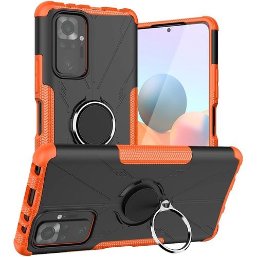 Coque Pour Xiaomi Redmi Note 10 Pro Max. Double Protection 2 En 1 Cover Avec Support Antichocanti-Rayures Heavy Duty Flexible, Case Pour Xiaomi Redmi Note 10 Pro Max Smartphone.Orange