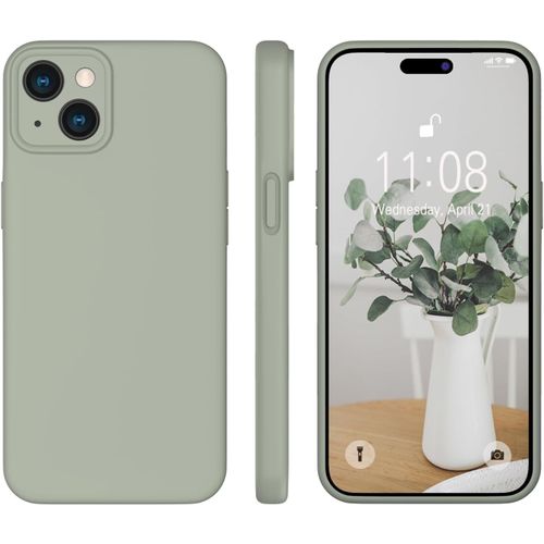 Coque De Protection En Silicone Pour Iphone 15 Ultra Fine Avec Microfibre, Gel De Silicone Liquide, Caoutchouc Résistant Aux Rayures, Mat, Pour Iphone 15 6,1"" 2023 Cuivré Vert