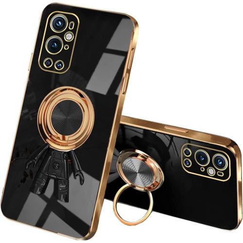 Compatible Avec Coque Oneplus 9, Antichoc Oneplus 9 Case Silicone Avec Support Téléphone D'astronaute Étui, Housse De Protection Anti-Rayures Cover Noir