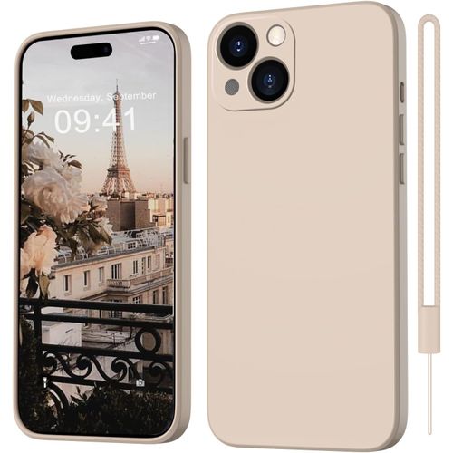 Coque De Protection En Silicone Ultra Fine Pour Iphone 15 - Coque En Gel Souple - Légère Et Anti-Rayures - Pour Iphone 15 6,1"" Beige