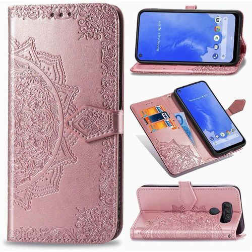 Cas De Pour Lg Q70 Lm Q730n 6 4 Pouces Pu Cuir Housse Flip Coque Gaufrage Mandala Motif Avec Built Stand Et Fermeture Magnétique Portefeuille Étui De Protection Or Rose