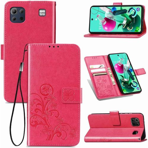 Cas De Pour Lg K92 Lm K920 6 7 Pouces Pu Housse Étui À Rabat Imprimé En Fleur Motif Avec Built Stand Magnétique Fermeture Portefeuille Protection Cas Rose