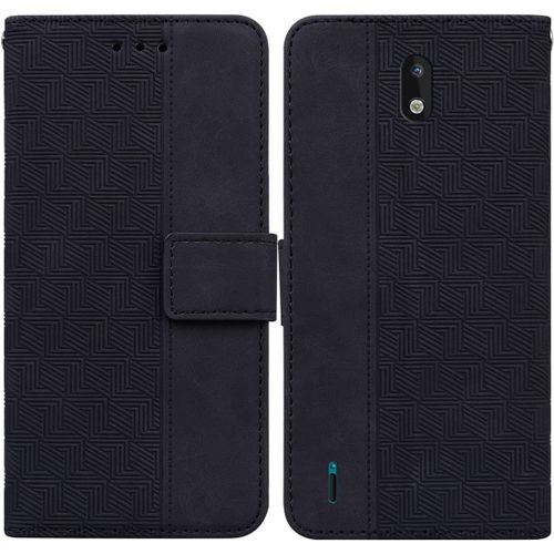 Cas De Pour Nokia 1.3 5 71 Pouces Pu Cuir Housse Flip Coque Géométrie Motif Avec Built Stand Magnétique Fermeture Portefeuille Étui De Protection Noir