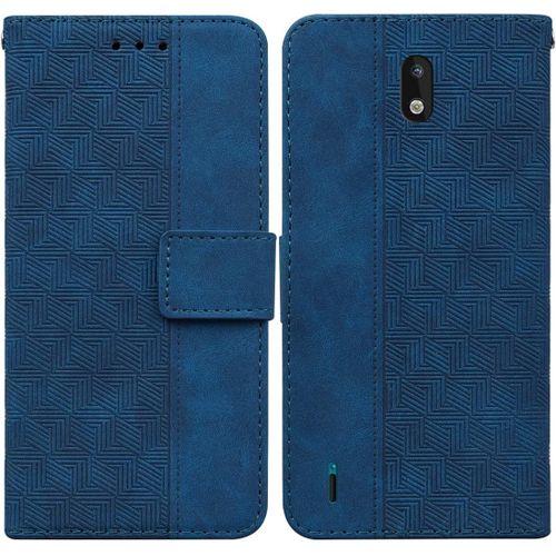 Cas De Pour Nokia 1.3 5 71 Pouces Pu Cuir Housse Flip Coque Géométrie Motif Avec Built Stand Magnétique Fermeture Portefeuille Étui De Protection Bleu
