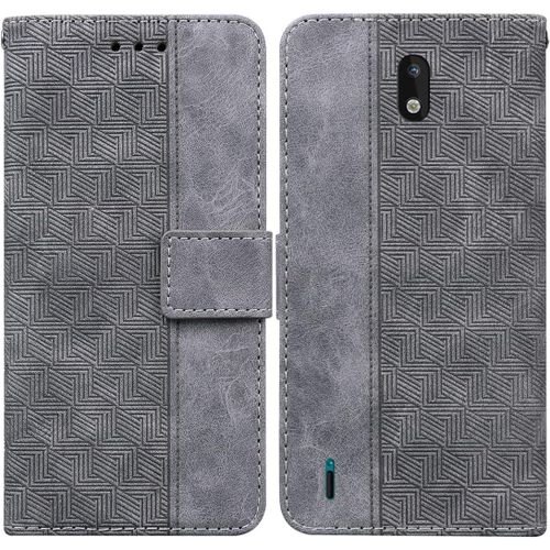 Cas De Pour Nokia 1.3 5 71 Pouces Pu Cuir Housse Flip Coque Géométrie Motif Avec Built Stand Magnétique Fermeture Portefeuille Étui De Protection Gris