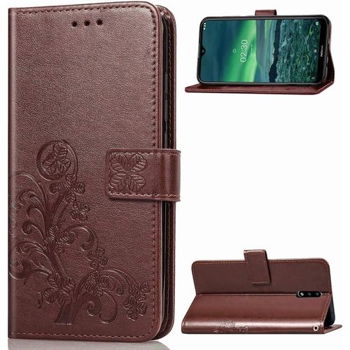 Cas De Pour Nokia 2.3 6 2 Pouces Pu Housse Étui À Rabat Imprimé En Fleur Motif Avec Built Stand Magnétique Fermeture Carte Slot Portefeuille Protection Cas Marron