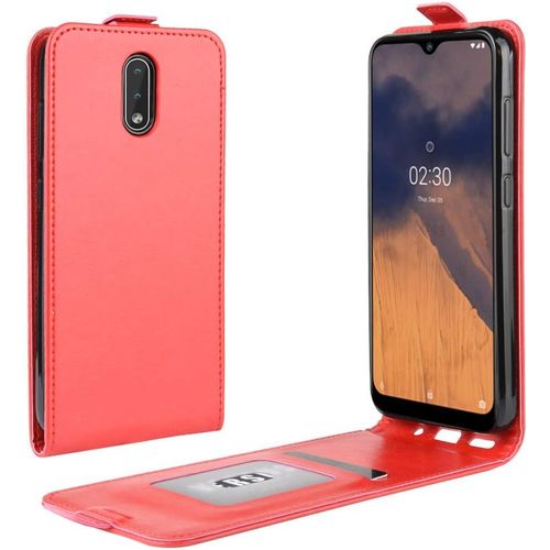 Cas De Pour Nokia 2.3 6,2 Pouces Verticale Pu Cuir Housse Up And Down Open Étui Avec Magnétique Fermeture Carte Slot Portefeuille Shell De Protection, Rouge