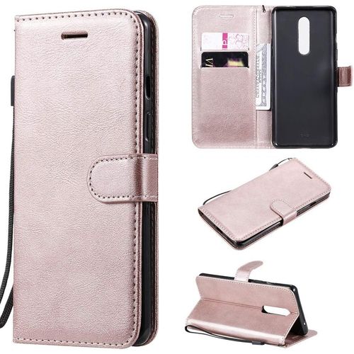 Cas De Pour Oneplus 8 6 55 Pouces Pu Cuir Housse Flip Coque Avec Built Stand Et Magnétique Fermeture Carte Slot Portefeuille Shell De Protection Or Rose