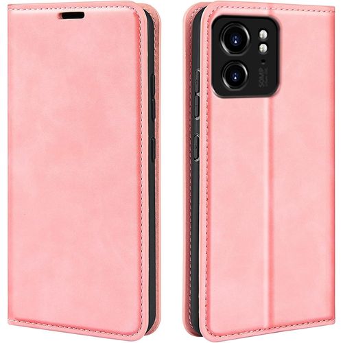 Cas De Pour Motorola Edge 40 6,55 Pouces Pu Cuir Housse Flip Coque Rétro Motif Avec Built Stand Et Magnétique Auto-Adsorption Portefeuille Protection Cas Rose