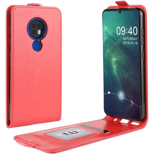 Cas De Pour Nokia 6.2 6 3 Pouces Verticale Pu Cuir Housse Up And Down Open Étui Avec Magnétique Fermeture Carte Slot Portefeuille Shell De Protection Rouge
