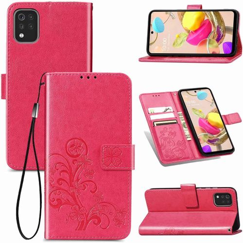 Cas De Pour Lg K42 Lm K420 6 6 Pouces Pu Housse Étui À Rabat Imprimé En Fleur Motif Avec Built Stand Magnétique Fermeture Portefeuille Protection Cas Rose