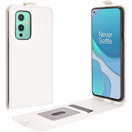 Cas De Pour Oneplus 9 6 55 Pouces Verticale Pu Cuir Housse Up And Down Open Étui Avec Magnétique Fermeture Portefeuille Shell De Protection Blanc