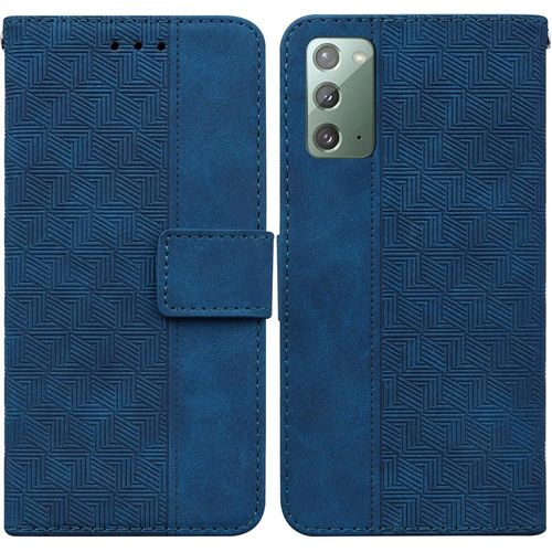 Cas De Pour Samsung Galaxy Note20 Sm N980 6 7 Pouces Pu Cuir Housse Flip Coque Géométrie Motif Avec Built Stand Magnétique Fermeture Portefeuille Étui De Protection Bleu