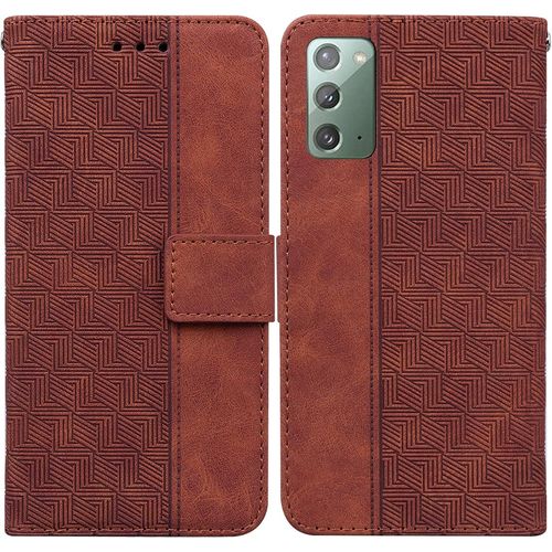 Cas De Pour Samsung Galaxy Note20 Sm N980 6 7 Pouces Pu Cuir Housse Flip Coque Géométrie Motif Avec Built Stand Magnétique Fermeture Portefeuille Étui De Protection Marron