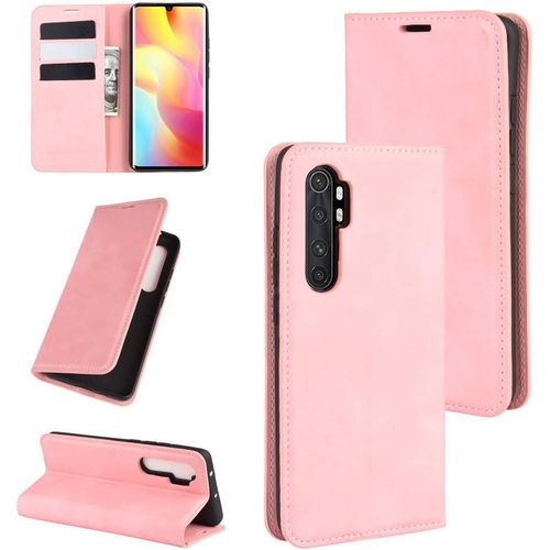 Cas De Pour Xiaomi Mi Note 10 Lite 6 47 Pouces Pu Cuir Housse Flip Coque Rétro Motif Avec Built Stand Et Magnétique Auto Adsorption Portefeuille Protection Cas Rose