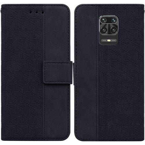 Cas De Pour Xiaomi Redmi Note 9s/9 Pro/9 Pro Max 6,67 Pouces Pu Cuir Housse Flip Coque Géométrie Motif Avec Built Stand Magnétique Fermeture Portefeuille Étui De Protection Noir