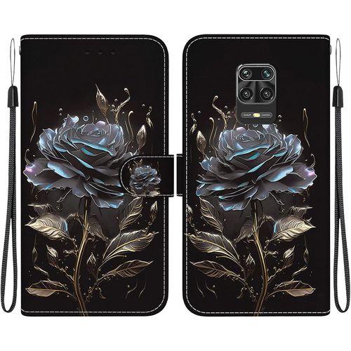 Cas De Pour Xiaomi Redmi Note 9s/9 Pro/9 Pro Max 6,67 Pouces Pu Cuir Housse Flip Coque Rose Noir Motif Avec Support Et Magnétique Fermeture Portefeuille Protection Étui 01