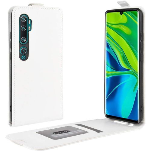 Cas De Pour Xiaomi Mi Note 10/ Note 10 Pro Verticale Pu Cuir Housse Up And Down Open Étui Avec Magnétique Fermeture Carte Slot Portefeuille Shell De Protection, Blanc
