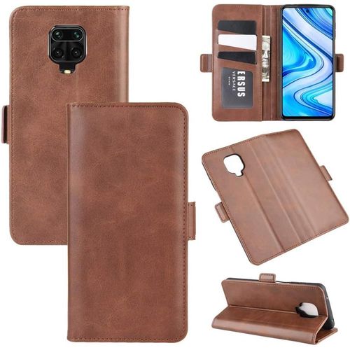 Cas De Pour Xiaomi Redmi Note 9s/9 Pro/9 Pro Max Pu Cuir Housse Flip Coque Boucle Courte Conception Avec Built Stand Et Magnétique Fermeture Portefeuille Protection Cas Café