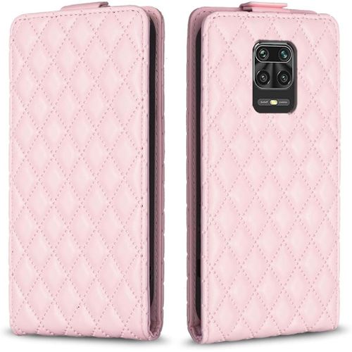 Cas De Pour Xiaomi Redmi Note 9s/9 Pro/9 Pro Max Verticale Pu Cuir Housse Haut Et Bas Ouvrir Étui Losange Motif Avec Magnétique Fermeture Portefeuille Shell De Protection Rose