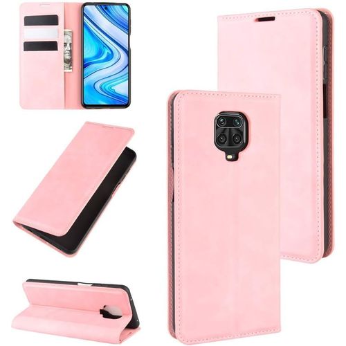 Cas De Pour Xiaomi Redmi Note 9s/9 Pro/9 Pro Max Pu Cuir Housse Flip Coque Rétro Motif Avec Built Stand Et Magnétique Auto Adsorption Portefeuille Protection Cas Rose