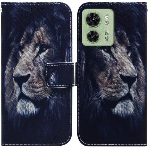 Étui Pour Motorola Edge 40 6,55 Pouces Pu Cuir Housse Flip Coque Lion Motif Avec Built Stand Et Magnétique Fermeture Portefeuille Protection Cas 05