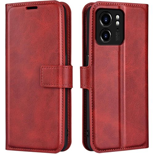 Étui Pour Motorola Edge 40 6,55 Pouces Pu Cuir Housse Flip Coque Avec Built Stand Et Boucle Carrée Magnétique Fermeture Portefeuille Shell De Protection Rouge