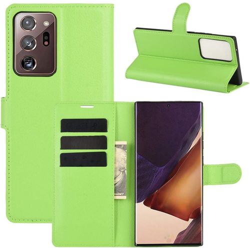 Étui Pour Samsung Galaxy Note20 Ultra 6 9 Pouces Pu Cuir Housse Flip Coque Litchi Motif Avec Built Stand Et Magnétique Fermeture Portefeuille Shell De Protection Vert