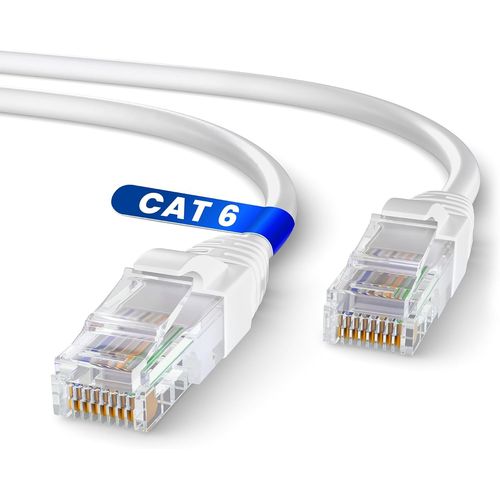 Câble RJ45 Cat 6 - 20 m - Connexion Réseau Stable et Rapide - Pour Box Internet, PC, TV - Câble Ethernet Blanc [CAB4190187]