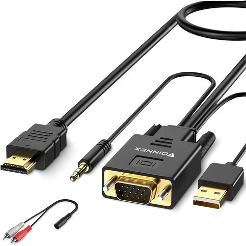 Câble Vga Vers Hdmi 3M, Cable Adaptateur Vga A Hdmi Ancien Pc De Style À Nouvelle Tv/Moniteur, Cable Vga To Hdmi Convertisseur Avec Audio Pour Ordinateur Portable Vers Projecteur[CAB4190615]