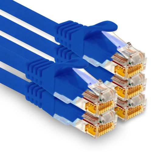 5 Câbles RJ45 Cat7 1,5m Bleu - Blindage STP Anti-Courant Faible [CAB4190127]