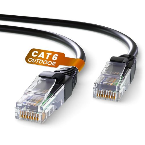 Câble Ethernet Extérieur Cat 6 - 30 m - Protection Contre les Intempéries - Transmission Ultra-Rapide - Noir [CAB4191092]