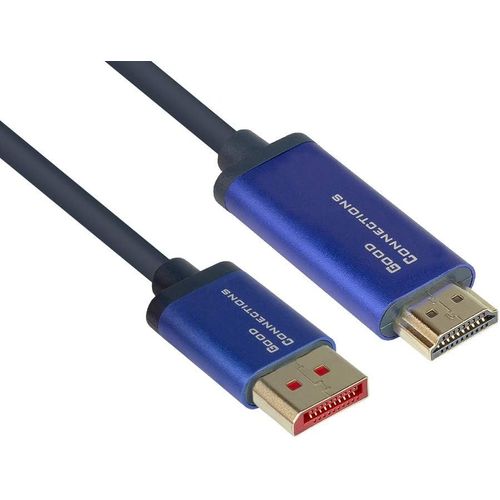 Smartflex Câble Displayport 1.4 Vers Hdmi 2.0-4K Uhd @ 60Hz Rgb / 4:4:4 - Conducteur En Cuivre, Boîtier En Aluminium - Très Flexible - Bleu Foncé - 3 M[CAB4190556]