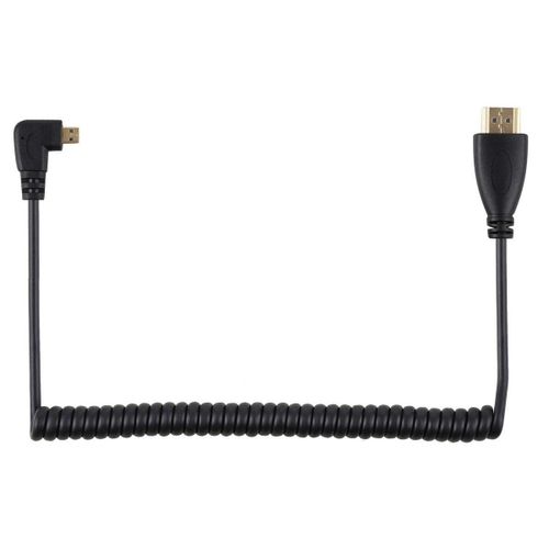 Stretch Ressort De oite Et De Gauche Coudé 90 Degrés Micro Hdmi Vers Hdmi Mâle Câble Hdtv Pour Téléphone Portable Et Tablette Et Camera Right Angled[CAB4193996]