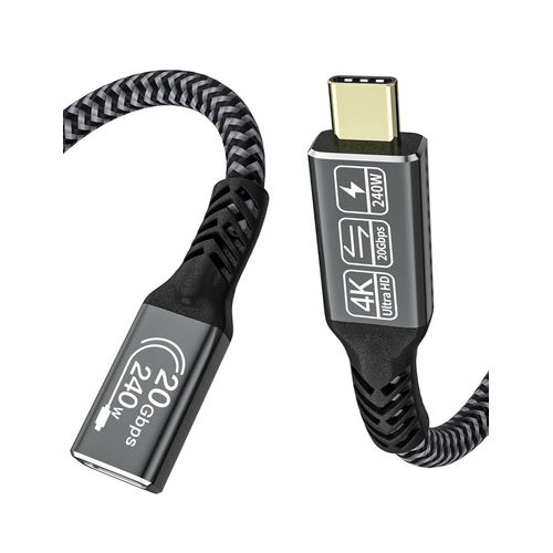 Rallonge Usb C 3.2 0.5M, Usb C Femelle Vers Usb C Male Rallonge Usb C 3.2 240W 20Gbps Rallonge Usb C Vidéo 4K 60Hz Usb Type-C En Nylon Tressé Compatible Avec Mackbook Galaxy S24 Ip[CAB4193514]
