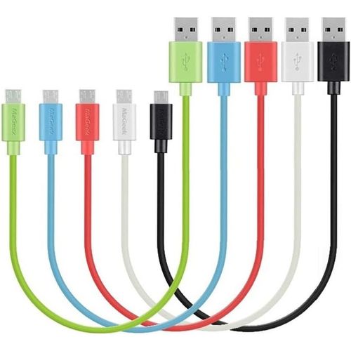 5 câbles Micro USB 0,3m - Multicolores - Pour espaces restreints - Lot économique - JACK DANIELS
