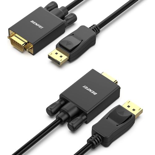 Câble Displayport Vers Vga, 2 Paquet Adaptateur Mâle Vers Mâle, Plaqué Or, Pour Lenovo, Dell, , Asus Et Autres Marques, 1,8 M[CAB4192334]