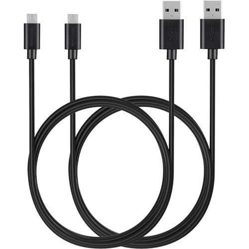2 câbles Micro USB 1,8m noirs - Résistants aux torsions - Longue durée de vie - JACK DANIELS