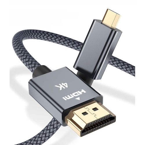 Câble Micro Hdmi Vers Hdmi 2M,4K 60Hz Cordon Micro Hdmi Type D Mâle Compatible Pour Raspberry Pi 4 4B,Gopro Black Hero 7 6 5 4, Camera A6000 A6300,Nikon B500,Lenovo Yoga 3 Pro [CAB4192955]